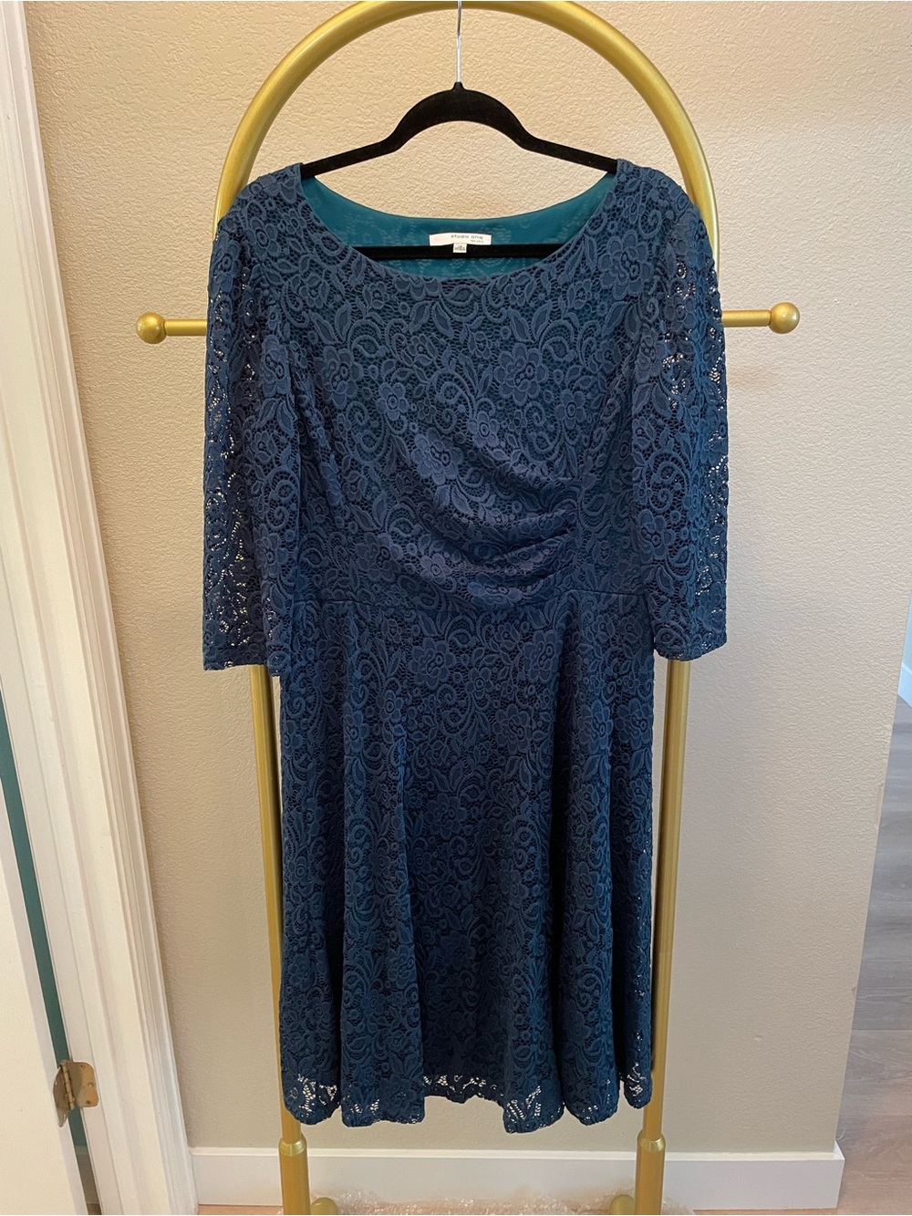 Women’s Navy Lace Fit & Flare Dress